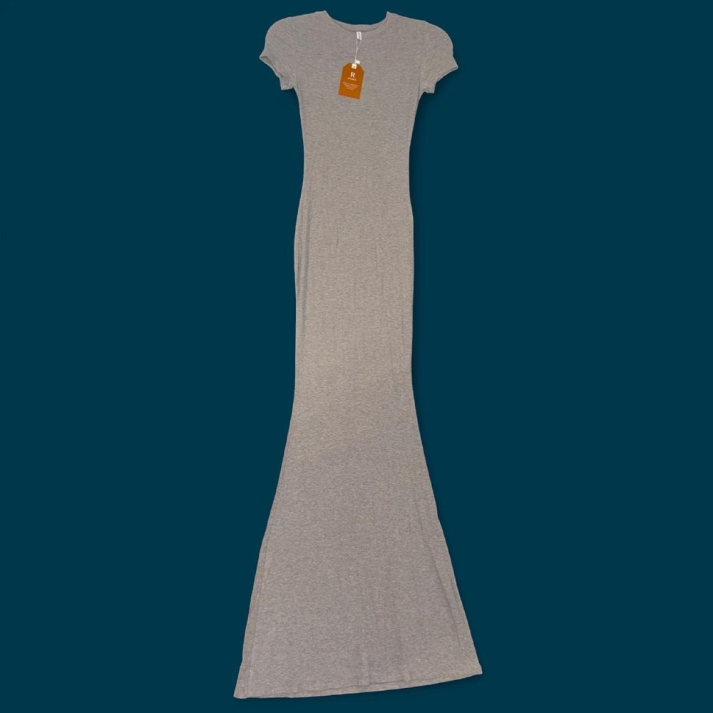 REORIA Gray Bodycon Maxi Dress Size S Short Sleeve NWT Stretchy